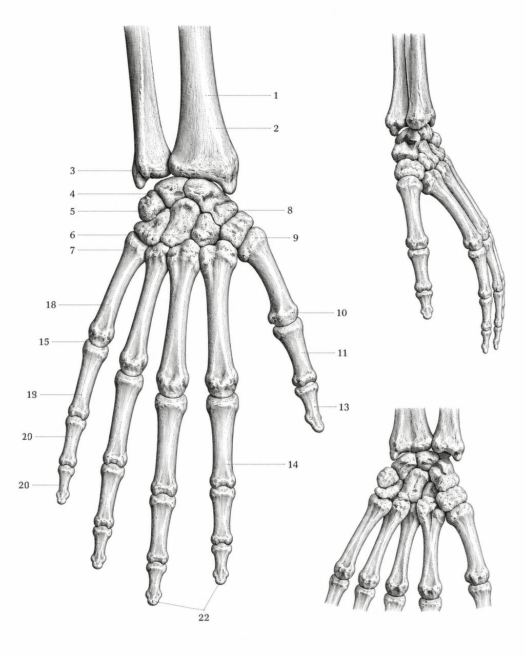 Anatomical engraving of the human hand joint